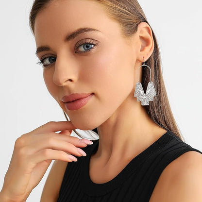 Zealmer Gold Geometric Earrings Statement Vintage