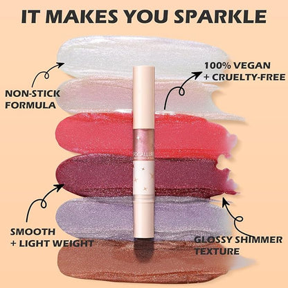 FOCALLURE Glitter Lip Gloss,High Shine Shimmer Lipstick,Long Lasting Plumping Lipgloss,Hydrating,Moisturizing,Non-Sticky and Lightweight Formula for Lip Color,Iridescent