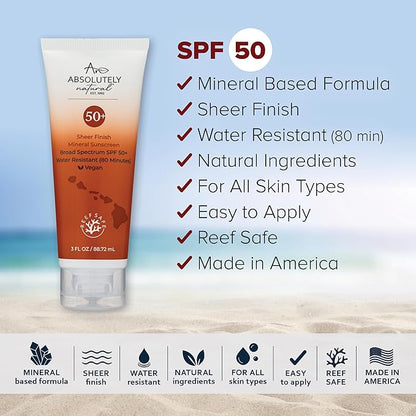 SPF 50+ Mineral Sunscreen Lotion - Anti-Aging Sunblock for Body & Face, Made with Rose Hips, Aloe, Zinc Oxide and Other Cruelty Free and Reef Safe Ingredients - Made in USA
