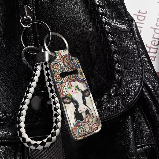 Bulopur Mandala Cow Chapstick Holder Slim Neoprene Lipstick