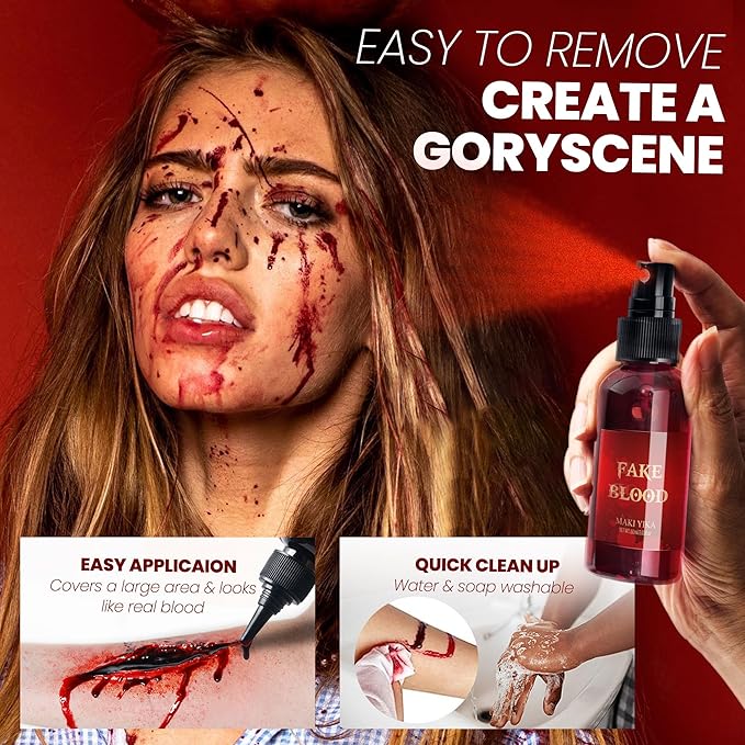 3Pcs Halloween Fake Blood Makeup Kit Realistic SFX 03oz