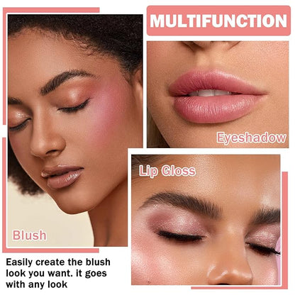 Cream Blush Stick with Sponge 3 in 1 Fairy Pink