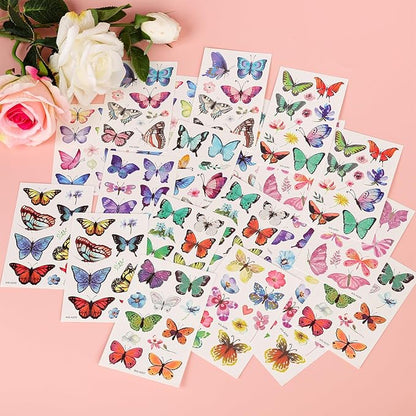 20 Sheets/198pcs Butterfly Temporary Tattoos, Butterfly Face Stickers Party Favors