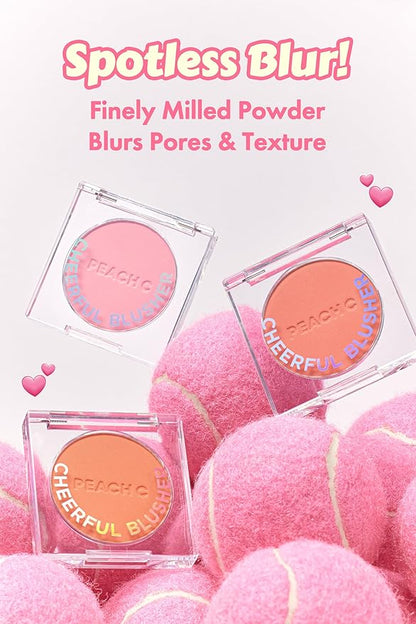 Cheerful Blusher | Peach Blush for Cheeks Powder (02 Peachful) 14 Oz