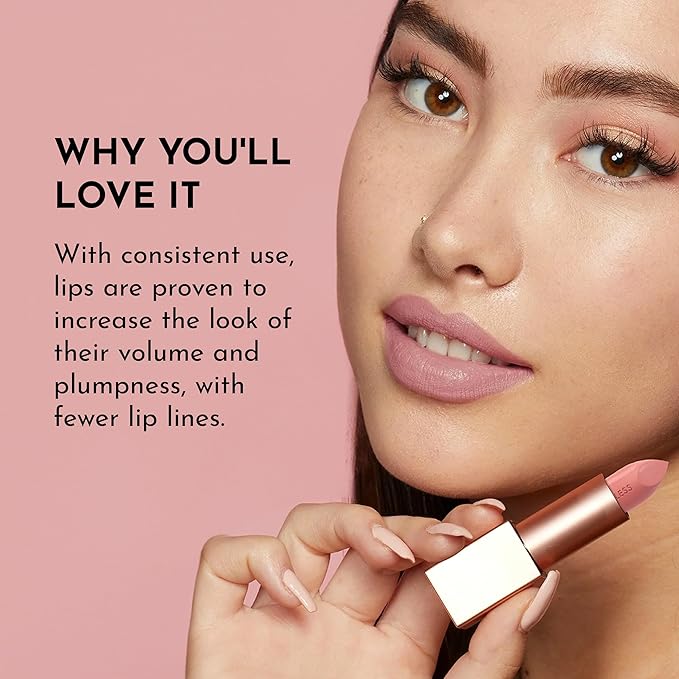 LAWLESS Forget the Filler Lip-Plumping Line-Smoothing Satin Cream Lipstick - Who's That Lady - Natural Ingredients Smooth and Hydrate Lips for a Plumper, Fuller Look - 3.7g