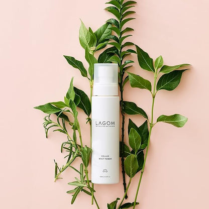 LAGOM Cellus Mist Toner Natural Moisturizing Spray with Green Tea Sugar Cane pH Balance 5.5 Subacid Alcohol-Free Zero-Irritation Fragrance-Free Herbal Facial Serum Sensitive Skin 4.05 Fl Oz