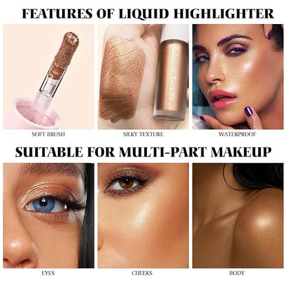Liquid Highlighter Makeup, Natural Silky Shimmer Finish Face 1 Pack
