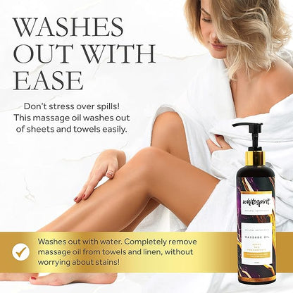WHITESPIRIT Water Soluble Massage Oil - Large 11.83oz, Berry & Pomegranate Relaxing Aromatherapy, Warming Soothing Touch Plus Collagen