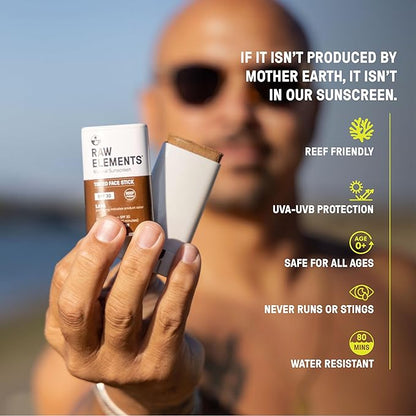 Raw Element Ultra-Moisturizing Face Tint Sunscreen, SPF 30+, Non Toxic Mineral Face Cream, Non Nano Zinc Oxide, Reef Friendly, Safe for All Ages, 0.5 oz, Coconut Pack of 1