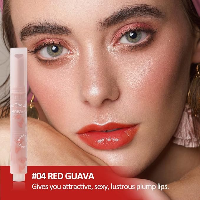 Jelly Lipstick, Tinted Lip Gloss Heart Shape Lip Glaze, Moisturizing and Hydrating Glossy Lip Gloss Lip Balm, High-shine Finish Lip Makeup Lip Pen for Nourished, Fuller-looking Lips (#04)