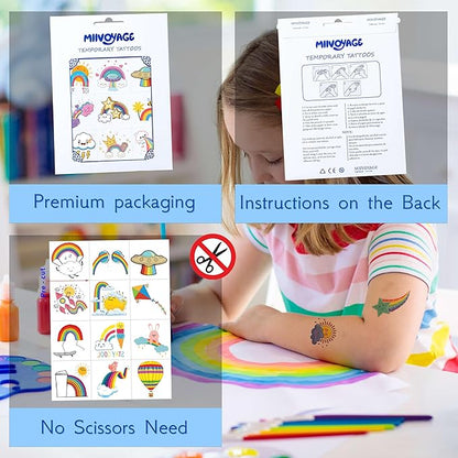 96 PCS Rainbow Individually Wrapped Tattoos, Rainbow Tattoo Boys Girls