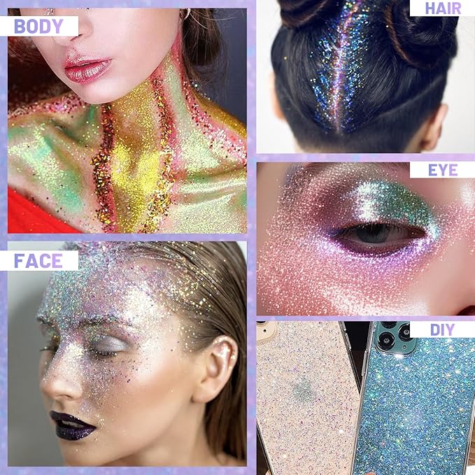 DAGEDA Body Glitter Gel, Roll-on Face Glitter for Party (Mermaid)
