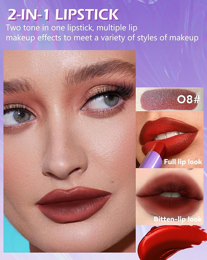 Matte Lipstick Two Tone Waterproof Lip Gloss, Long Gloss,