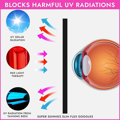Super Sunnies Slim Flex UV Eye Protection, FDA Compliant Individual Tanning Goggles Eyeshields