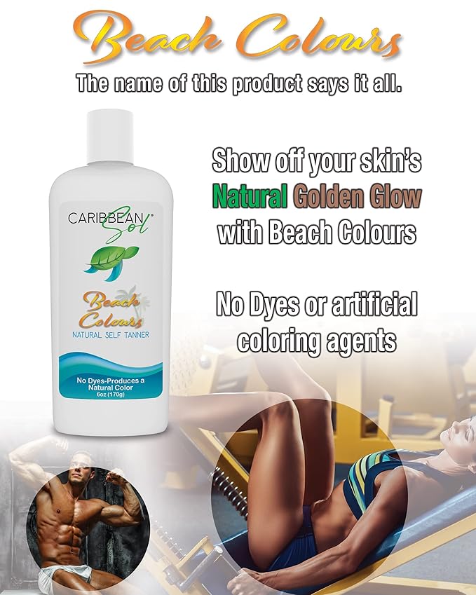 Caribbean Sol - Beach Colours Natural Self Tanning Lotion- Natural Eco-Friendly Sunless Tanner Skin Moisturizing Quick Self Tan Body Lotion 6oz.