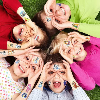 9 Sheets Blue Temporary Tattoos for Kids, Children's Party Favors