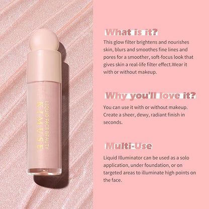 KIMUSE Natural Glow Liquid Filter, Weightless Liquid Highlighter & Cruelty-Free