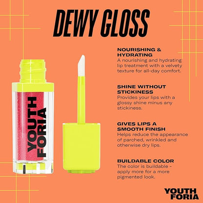Youthforia Dewy Gloss, Hydrating & Nourishing Tinted Lip Gloss,
