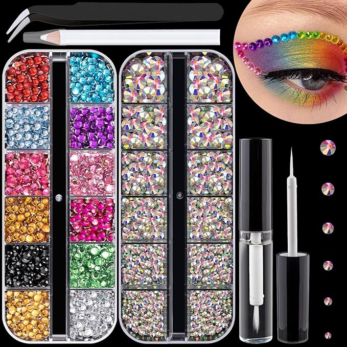 Flat Back Rhinestone Kits Colorful Rhinestones+Crystal AB Gems