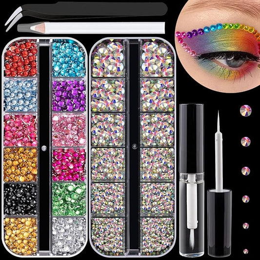 Flat Back Rhinestone Kits Colorful Rhinestones+Crystal AB Gems