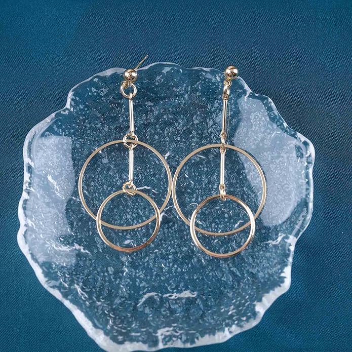 Vintage Hollow Circle Dangle Earrings Exaggerated Circle Drop