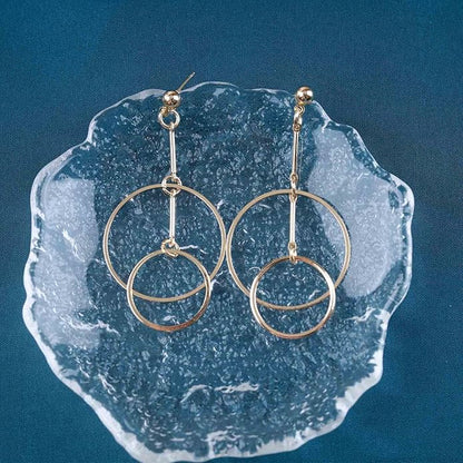 Vintage Hollow Circle Dangle Earrings Exaggerated Circle Drop