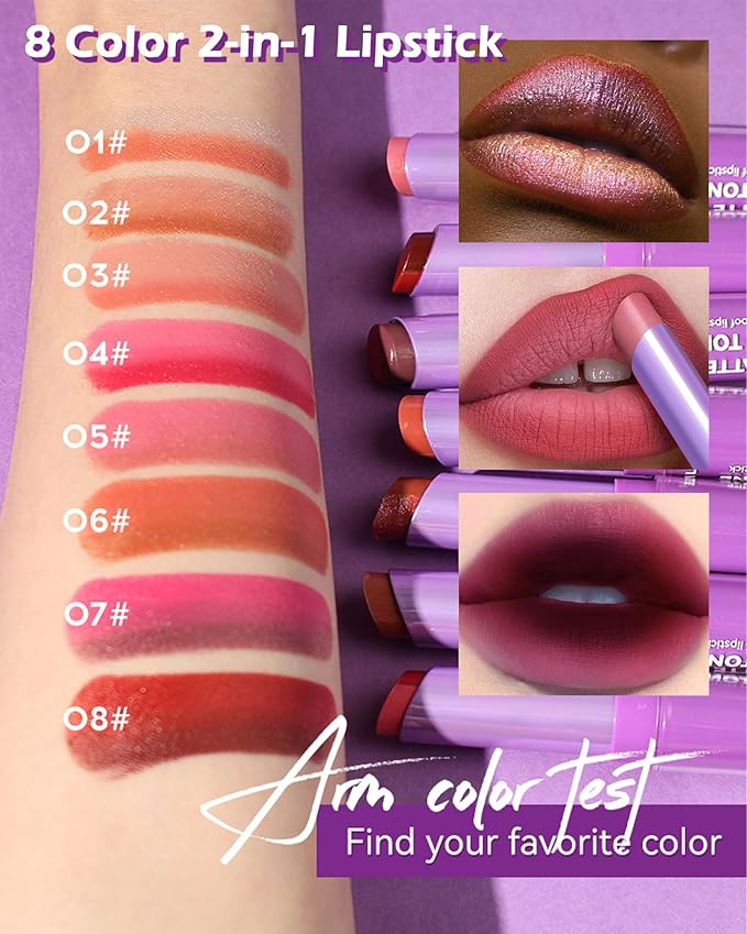 Matte Lipstick Two Tone Waterproof Lip Gloss, Long Gloss,