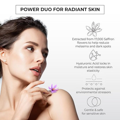 ABERA Skin Renewing Serum For Melasma Treatment, High-Potency Saffron Extract + Gift Curcumin Face Cleanser with Turmeric, Face Wash to Reduce Sebum (3 Boxes + Gift)
