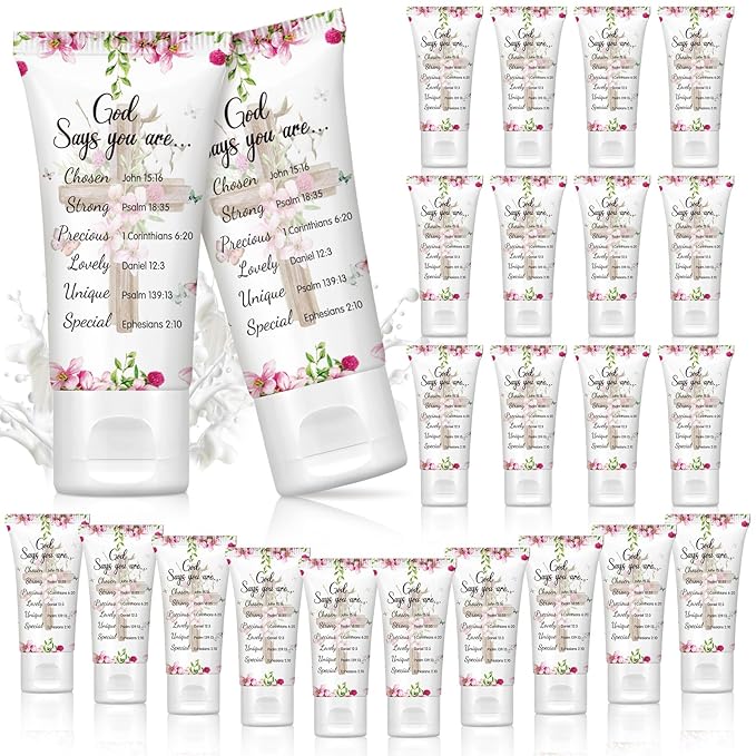 24 Pcs Sunscreen Bulk SPF 30 Mini Sunscreen Packets Travel Size Sunscreen Summer Party Gift for Women Girl Bible Verse Gift for Wedding Bbay Shower Party Favor Homeless Kit Supply(God Says)