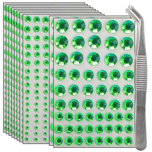 NIACONN Deep Green Face Jewels Gems Stick on, Deep Green