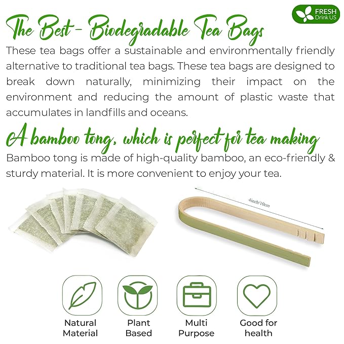 FreshDrinkUS, Premium 35 Guava Leaf Tea Bags, 100% Natural & Pure from Guava Leaves. Loose Leaf Guava Herbal Tea. Guava Leaf Tea. No Sugar, No Caffeine, No Gluten, Vegan.