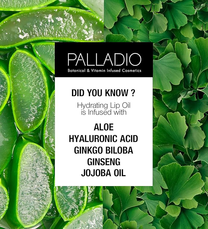 Palladio Hydrating Lip Oil Infused with Hyaluronic Acid, Hydrating