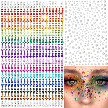 1250 Pcs Self Adhesive Rhinestones Pearl for Makeup DIY Decorations