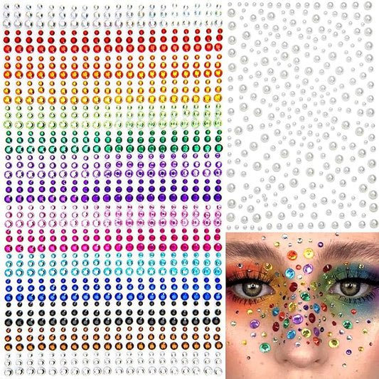 1250 Pcs Self Adhesive Rhinestones Pearl for Makeup DIY Decorations