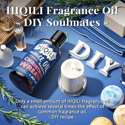 HIQILI Christmas Wreath Essential Oil 100ml - Pure Fragrance Oil for Diffuser, Aromatherapy, DIY Candle Soap Perfume Lotion Making, 3.38 Fl Oz