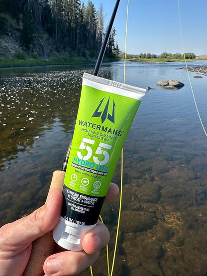 WATERMAN'S Hyrdo Lite SPF 55 Broad Spectrum Reef Safe Sunscreen for Face and Body, Fragrance-Free, Oxybenzone Free - 3.4oz