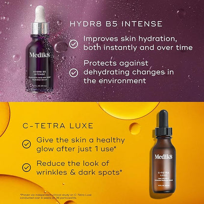 Medik8 Morning Duo - Hydr8 B5 Intense, C-Tetra Luxe - Daily Vitamin C Serum - Intensive Hydration Hyaluronic Acid Serum - 2 pc