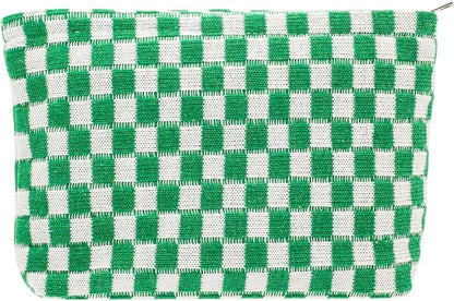 Pazimiik knitted checkered makeup bag