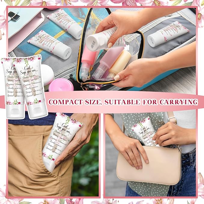 24 Pcs Sunscreen Bulk SPF 30 Mini Sunscreen Packets Travel Size Sunscreen Summer Party Gift for Women Girl Bible Verse Gift for Wedding Bbay Shower Party Favor Homeless Kit Supply(God Says)