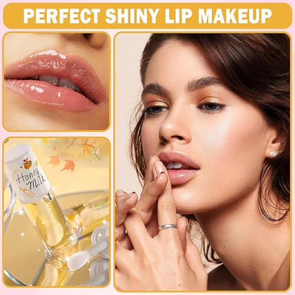 2PCS Honey Lip Oil Crystal Jelly Lip Gloss Gloss