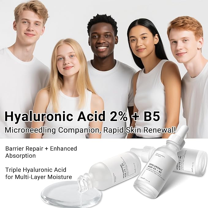 Hyaluronic Acid 2% + B5 Hydration Support Formula, Hyaluronic Acid Serum For Face - Large 30ml/1oz