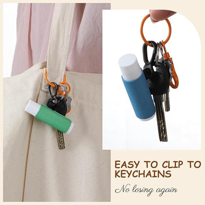 100 Pack Lip Balm Holder Solid Color Lip Balm Keychain Holder Clip on Lipstick Sleeves Elastic Lipstick Holders for Purse Car Keychain