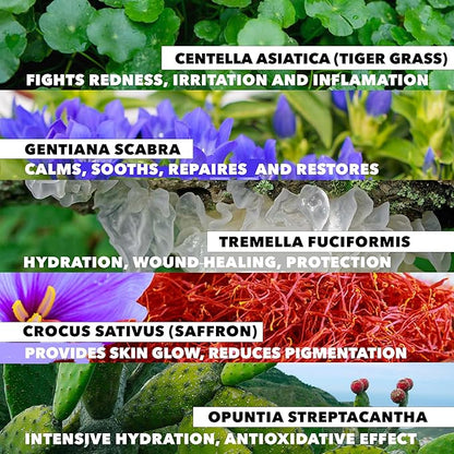 Glass skin anti-redness soothing and smoothing serum for glowy skin, Calming Serum for Face and Body, Relieves skin redness and Rosacea with Centella Asiatica (Tiger grass), aloe, panthenol