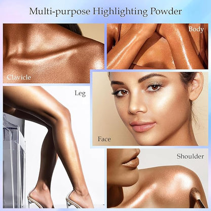 Large Highlighter Makeup Palette Face Highlighter Powder Palette & Luminizers