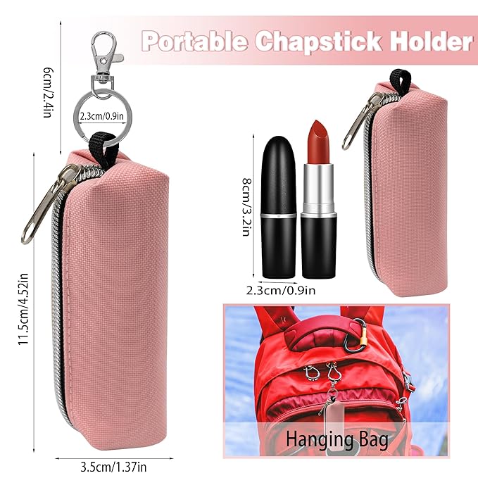 Chapstick Holder, 6 Pcs Lip Balm Sleeve Pouch Portable Lipstick Holder Bag Clip-on Makeup Travel Accessories Great Stuffers Gift for Wome