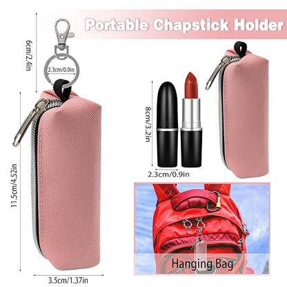 Chapstick Holder, 6 Pcs Lip Balm Sleeve Pouch Portable Lipstick Holder Bag Clip-on Makeup Travel Accessories Great Stuffers Gift for Wome