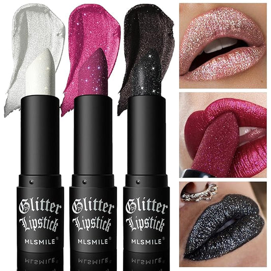Metallic Diamond Glitter Lipstick, 3 Colors Diamond Lip