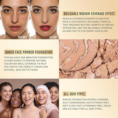 KIMUSE Lighting Glow Baked Foundation, Brighten Color, Color Natural Finish