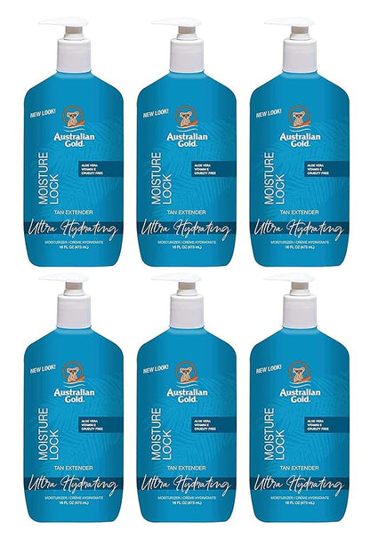 Australian Gold Moist Lock Tan Extender 16 Ounce Pump (473ml) (6 Pack)
