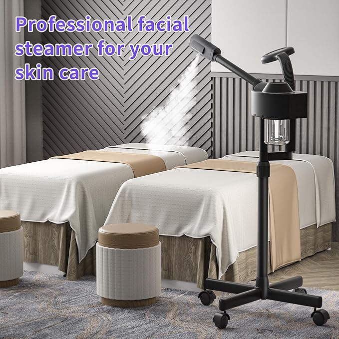 Facial Steamer with Magnifying Lamp, Professional Facial Steamer for Esthetician, 2 in 1 Ozone Steamer for Face Professional, Face Steamer for Facial Deep Cleaning.